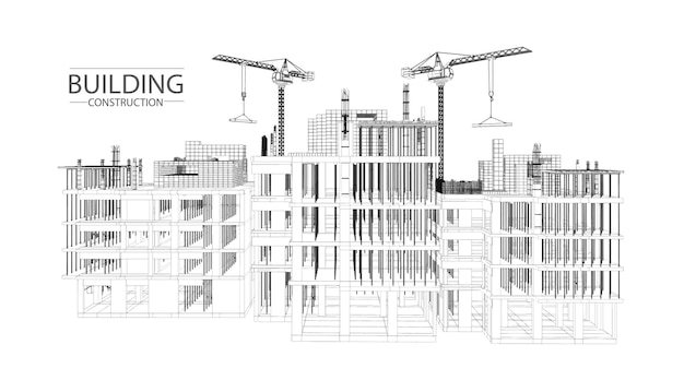 Building construction plan facades architectural sketchVector illustration