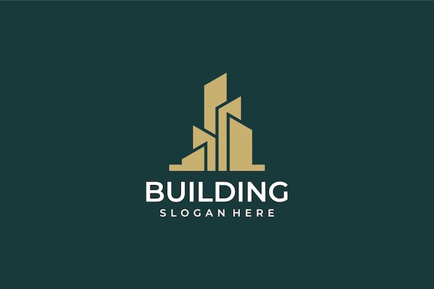 Building gold skyscraper logo vector