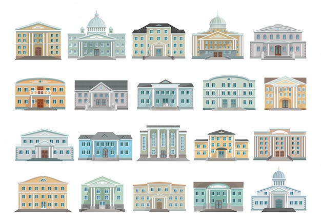 Vector building of government  cartoon set icon. isolated cartoon set icon architecture.  illustration building of government on white background .