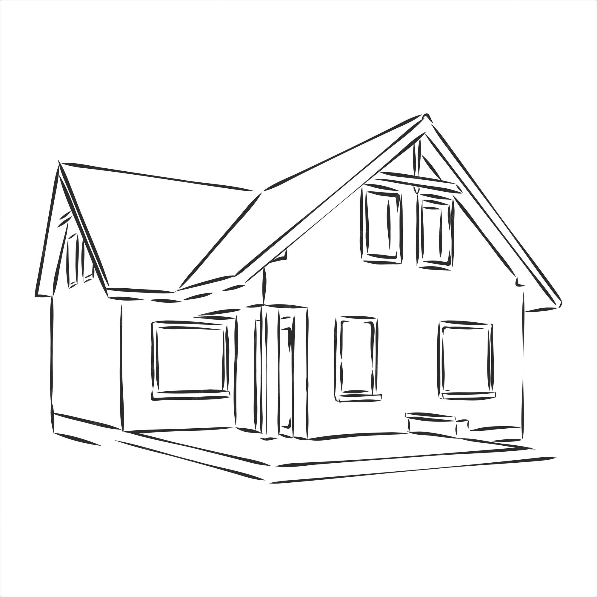 Premium Vector | Building hand drawing, house vector sketch ...