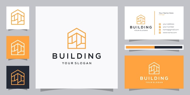 Building home logo design with business card