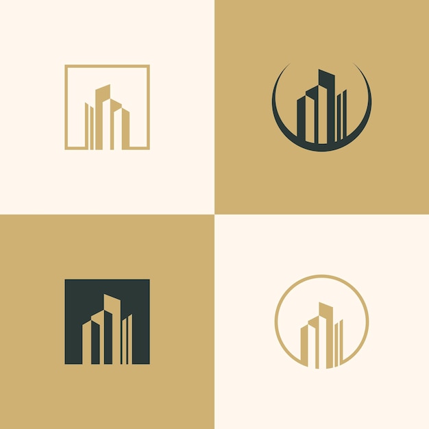 Векторная коллекция логотипов зданий и домов с уникальной идеей элемента