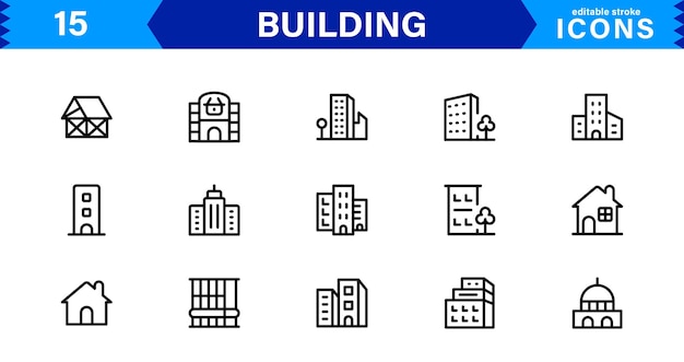 建築 建築 ツール ブループリント 都市 開発 を 代表 する アイコン セット を 簡単 に ダウンロード し て 準備 し て いる ベクトル 形式 で