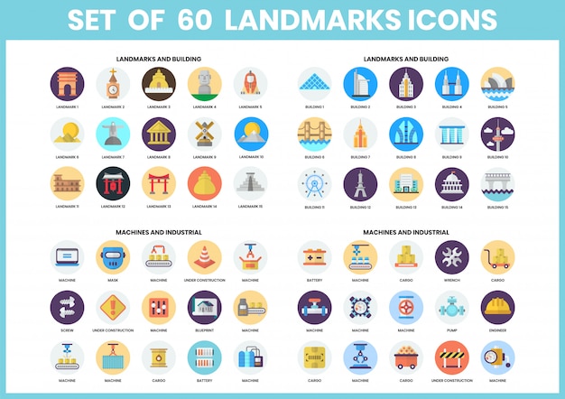 Vector building icons set for business