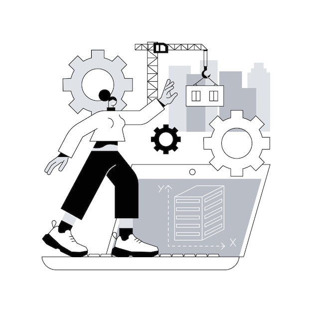 Illustrazione vettoriale del concetto astratto di modellazione delle informazioni sulla costruzione