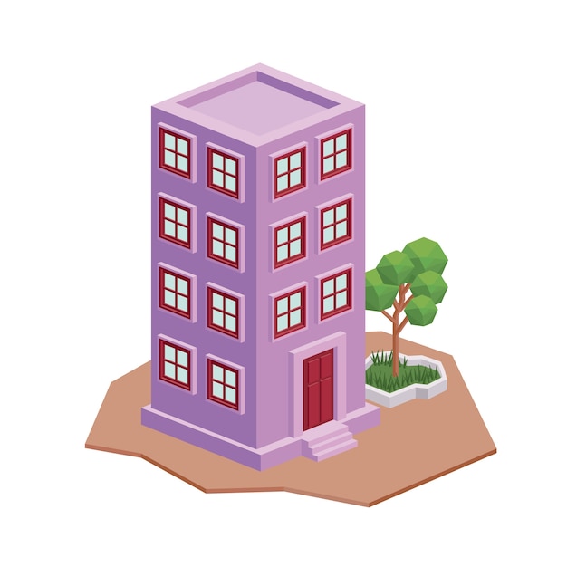 building isometric isolated icon design