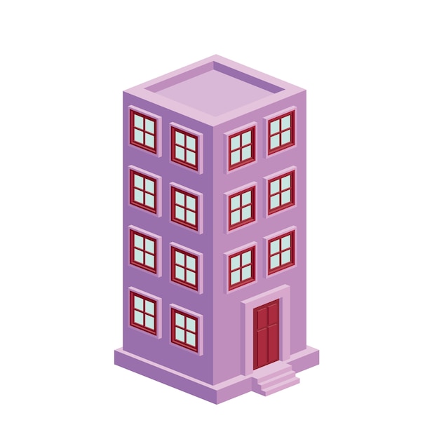 building isometric isolated icon design