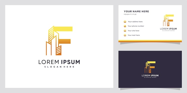 Building and latter F logo design with creative concept