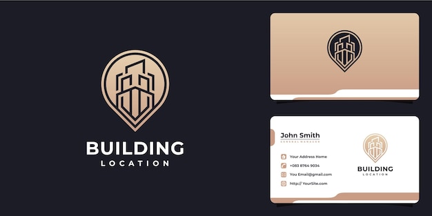 Building location luxury logo and business card