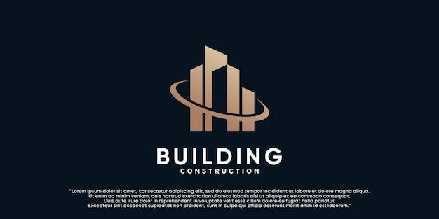 Building logo design illustration for business construction with creative concept premium vector