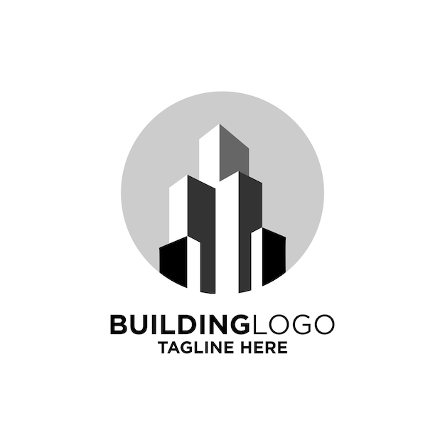 Ispirazione del modello di progettazione del logo dell'edificio, illustrazione vettoriale.