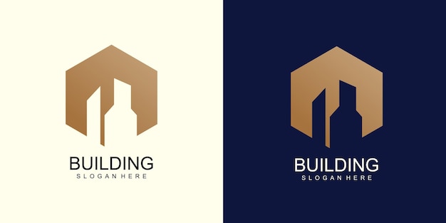 Building logo design vector with creative style