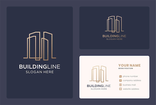 Building logo design with business card template.