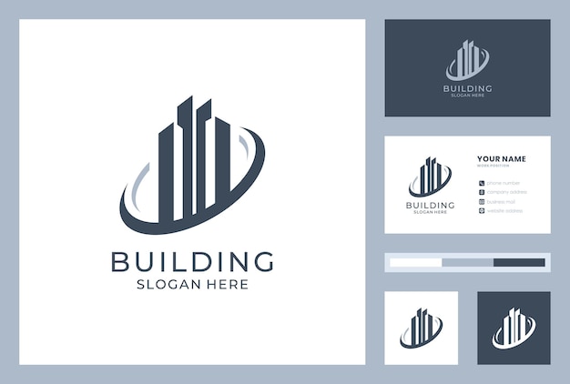 Building logo design with business card