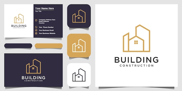 Building logo design with line art style city building abstract For Logo Design Inspiration