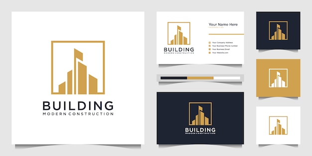 Building logo design with modern concept. city building construction abstract for logo design inspiration. logo design and business card