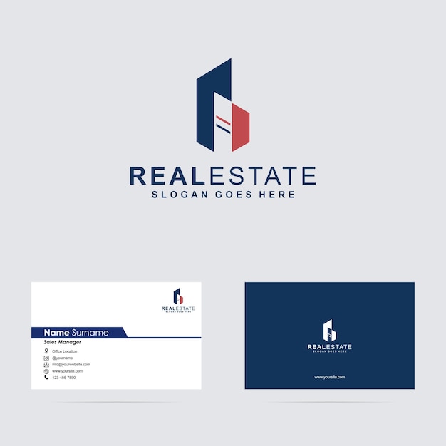 Building logo design with negative space style real estate architecture construction