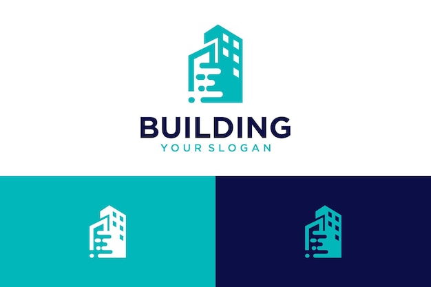 building logo design with tower and speed