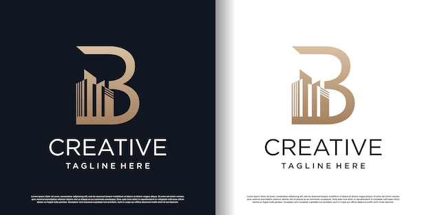 Building logo icon with letter B concept premium vector