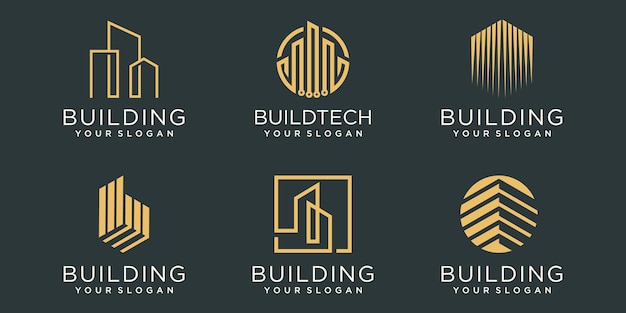 Building logo icons set. city building abstract For Logo Design Inspiration.