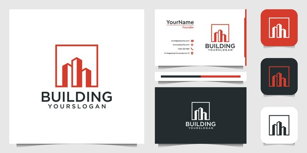 Building logo illustraction vector graphic design template technology internet brand