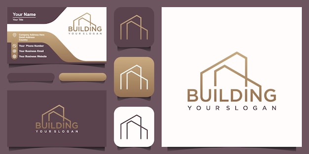 Building logo illustration vector graphic design in line art style