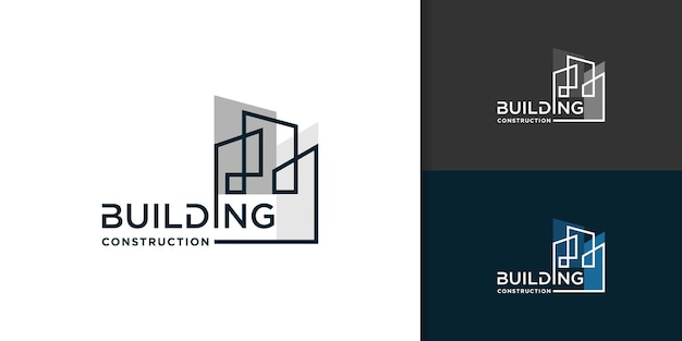 Vector building logo with creative abstract concept premium vector