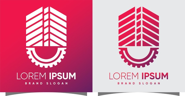 Logo della costruzione con uno stile moderno e creativo vettore premium