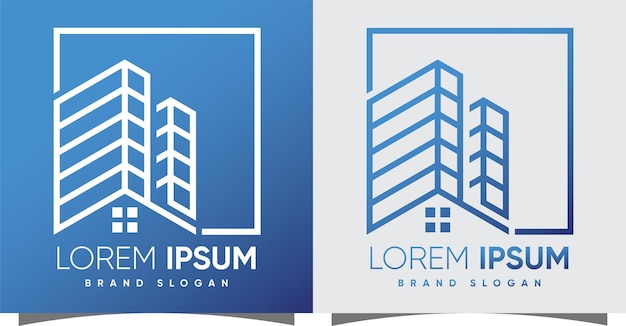 Logo della costruzione con uno stile moderno e creativo vettore premium