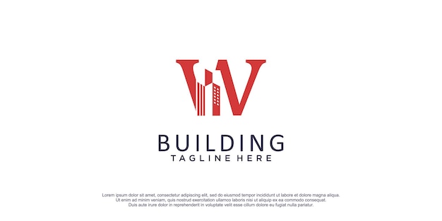 Building logo with initial w concept for business contruction