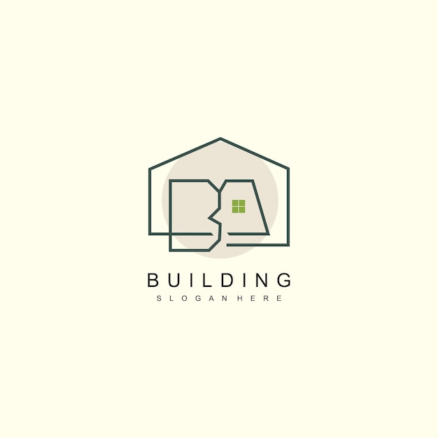 Vector building logo with line art concept