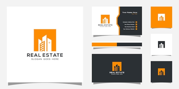 Building logo with line art style. city building abstract for logo design inspiration and business card design