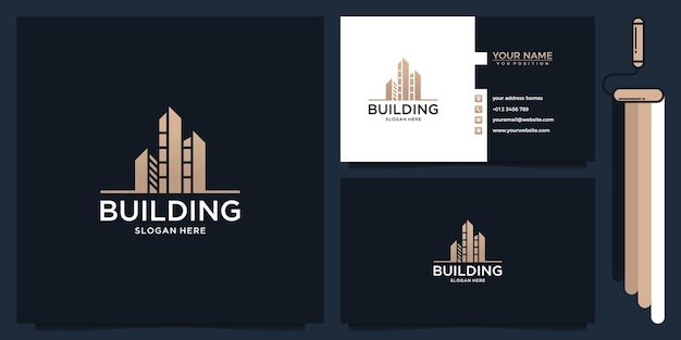 Building luxury gold logo with business card template