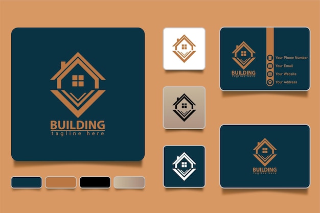 Building monogram logo premium vector