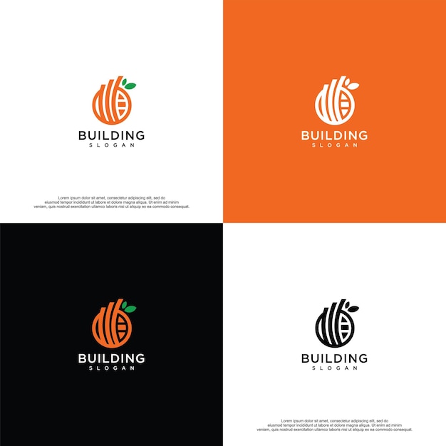 building and orange vector logo