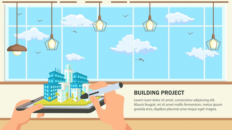 Vector building project flat design vector illustration.