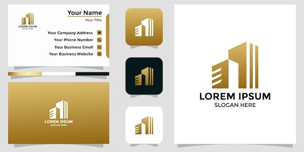 Building and real estate design logo and branding card