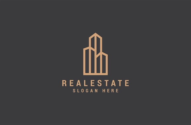 Building real estate logo template luxury line vector illustration
