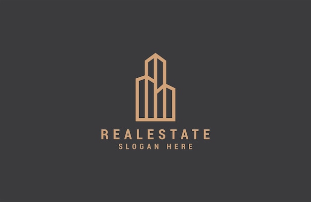 Vector building real estate logo template luxury line vector illustration