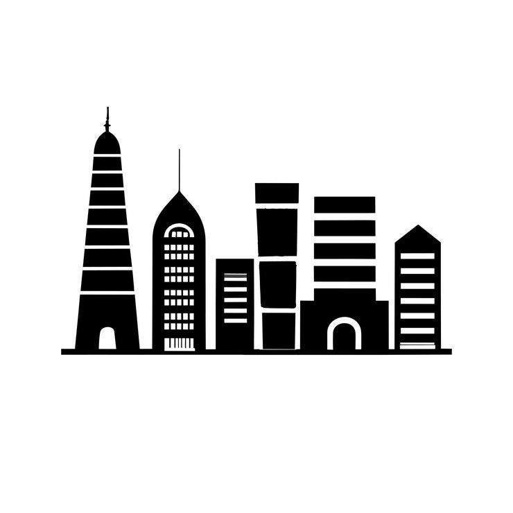 Vector building silhoutte vector design highrise building symbol