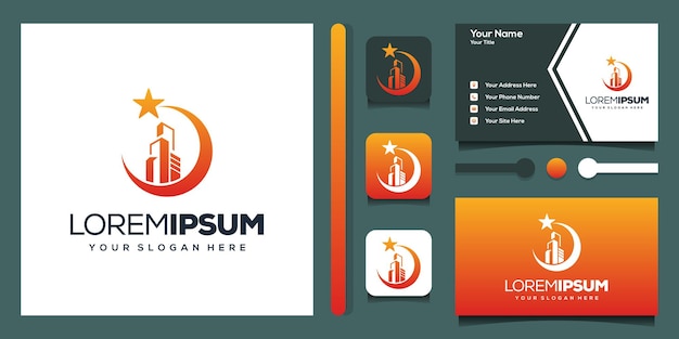 building star modern logo business card template