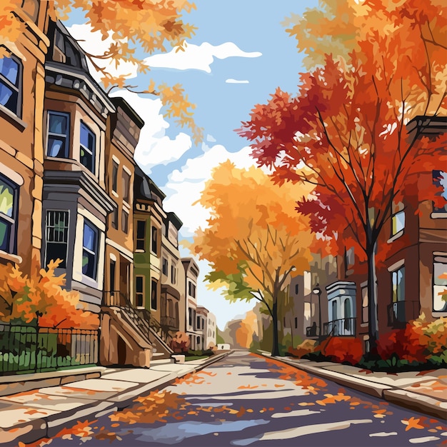 Building_street_dyed_in_autumn_vector