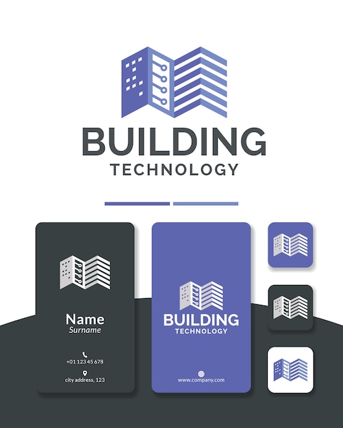 Building technology logo design city connect digital