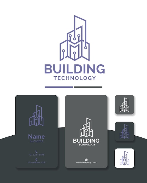 Building technology logo design city connect digital