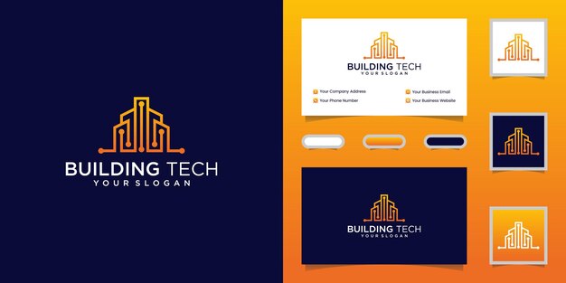 건축 기술 로고 디자인 템플릿 및 명함