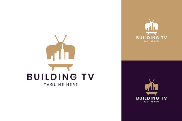 Building television negative space logo design