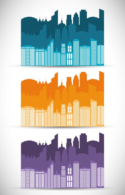 Vector building and tower icon set