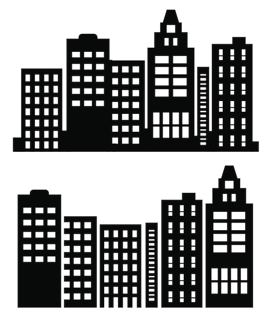 Costruire illustrazioni vettoriali di una silhouette della città