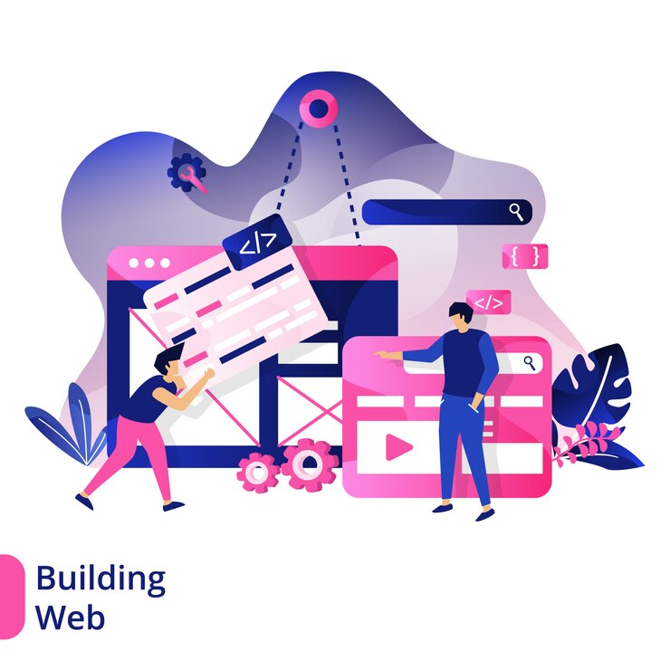 Vector building web, the concept of people carrying web boards