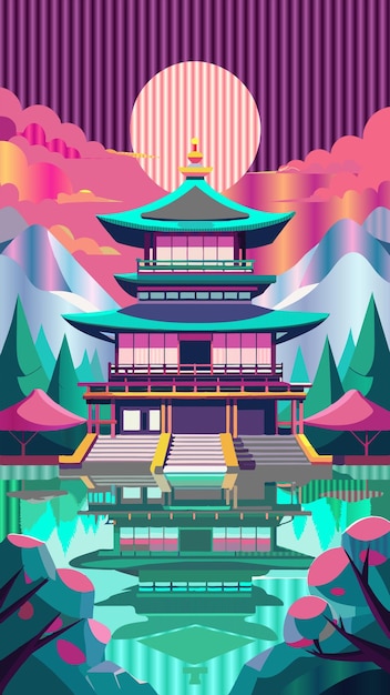 다채로운 배경을 가진 건물과 사원이라고 불리는 장소